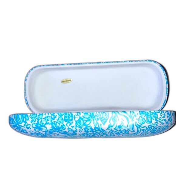 LILLY PULITZER Eyeglass Case Blue Teal White Floral 6.5 x 2 x 2.5 inches - Picture 10 of 11